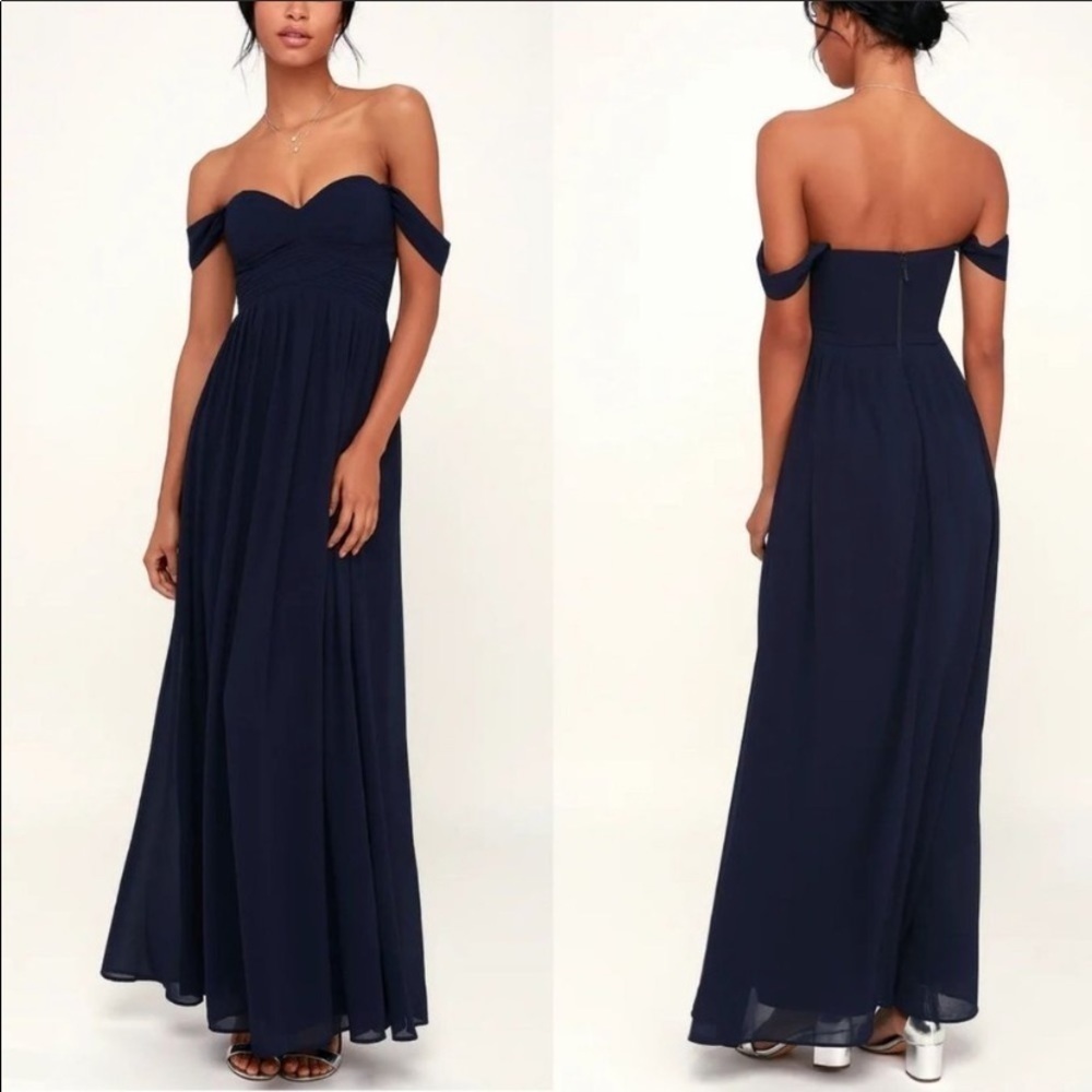 Lulus Harmonious Love navy Maxi Dress small